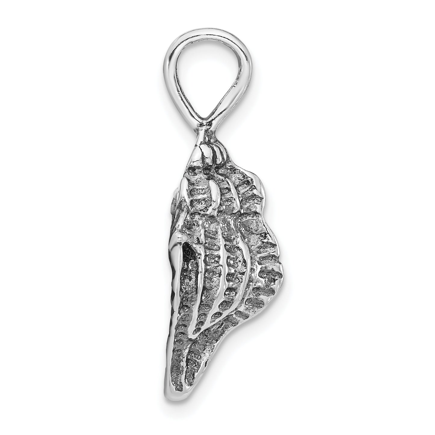 Sterling Silver Polished & Antiqued Conch Shell Pendant