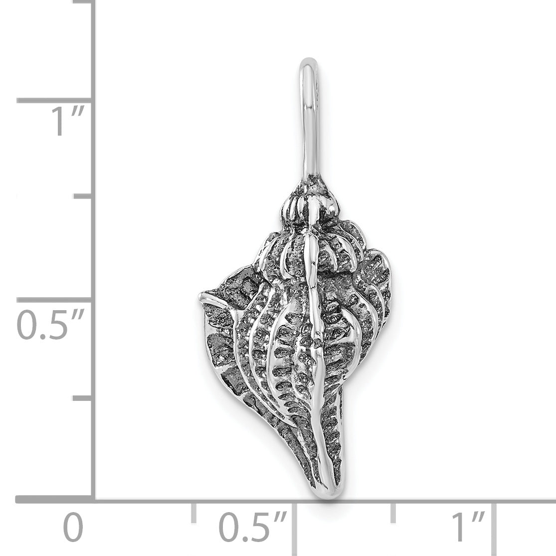 Sterling Silver Polished & Antiqued Conch Shell Pendant