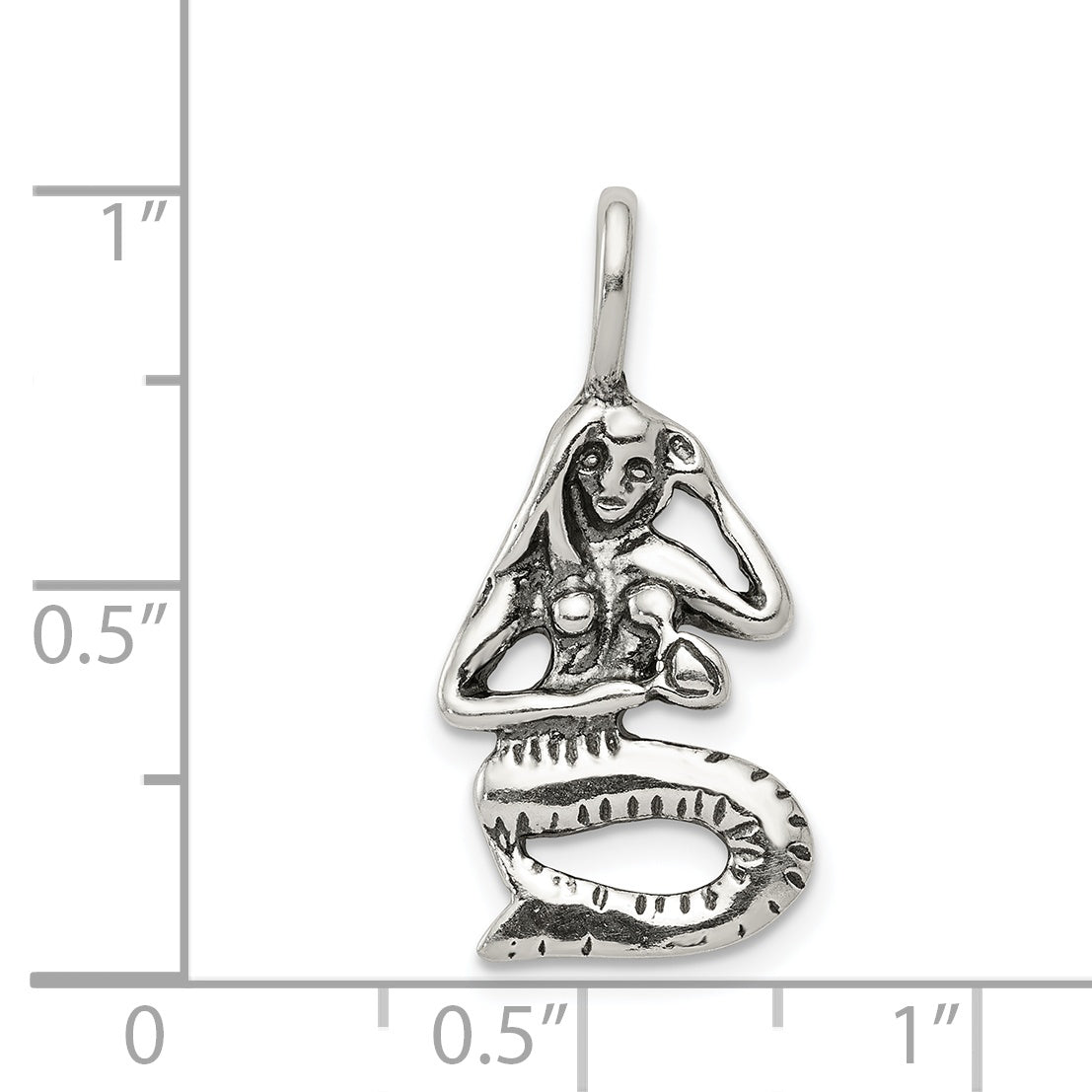 Sterling Silver Antiqued Mermaid Pendant