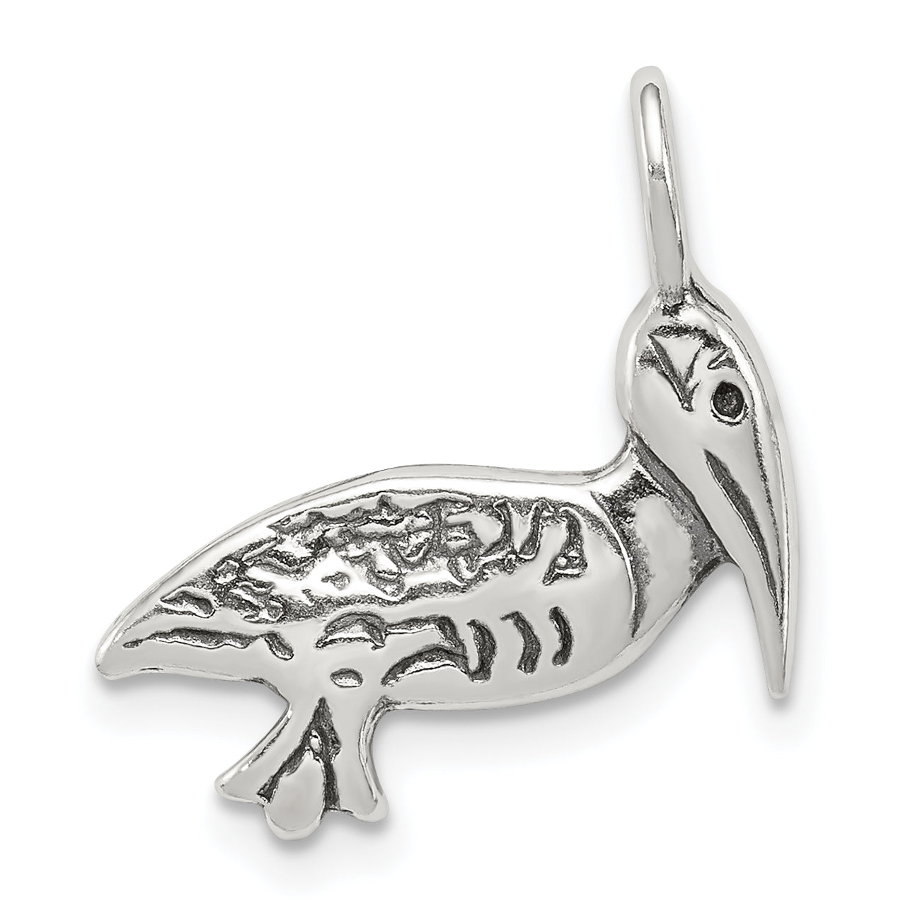 Sterling Silver Antiqued Pelican Pendant