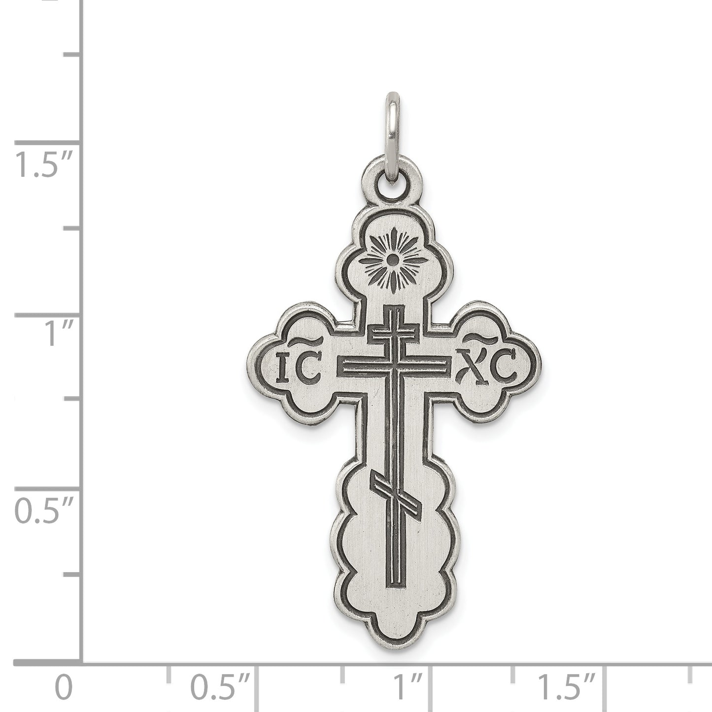 Sterling Silver Antiqued Eastern Orthodox Cross Pendant