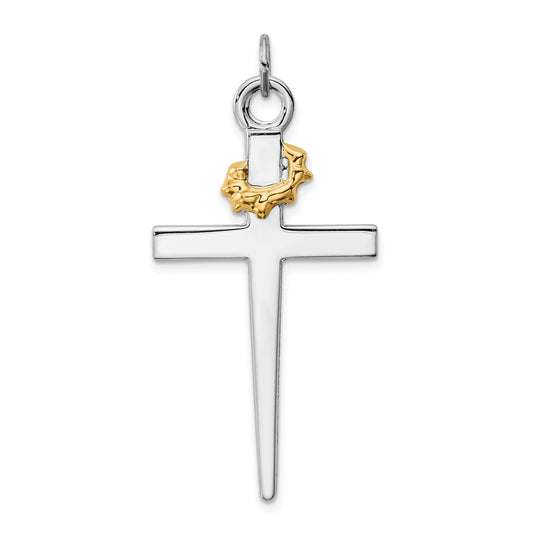 Sterling Silver Rhodium-Plated & 18K Gold-Plated Cross Pendant