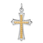 Sterling Silver Rhodium-Plated & Gold-Plated Cross Pendant