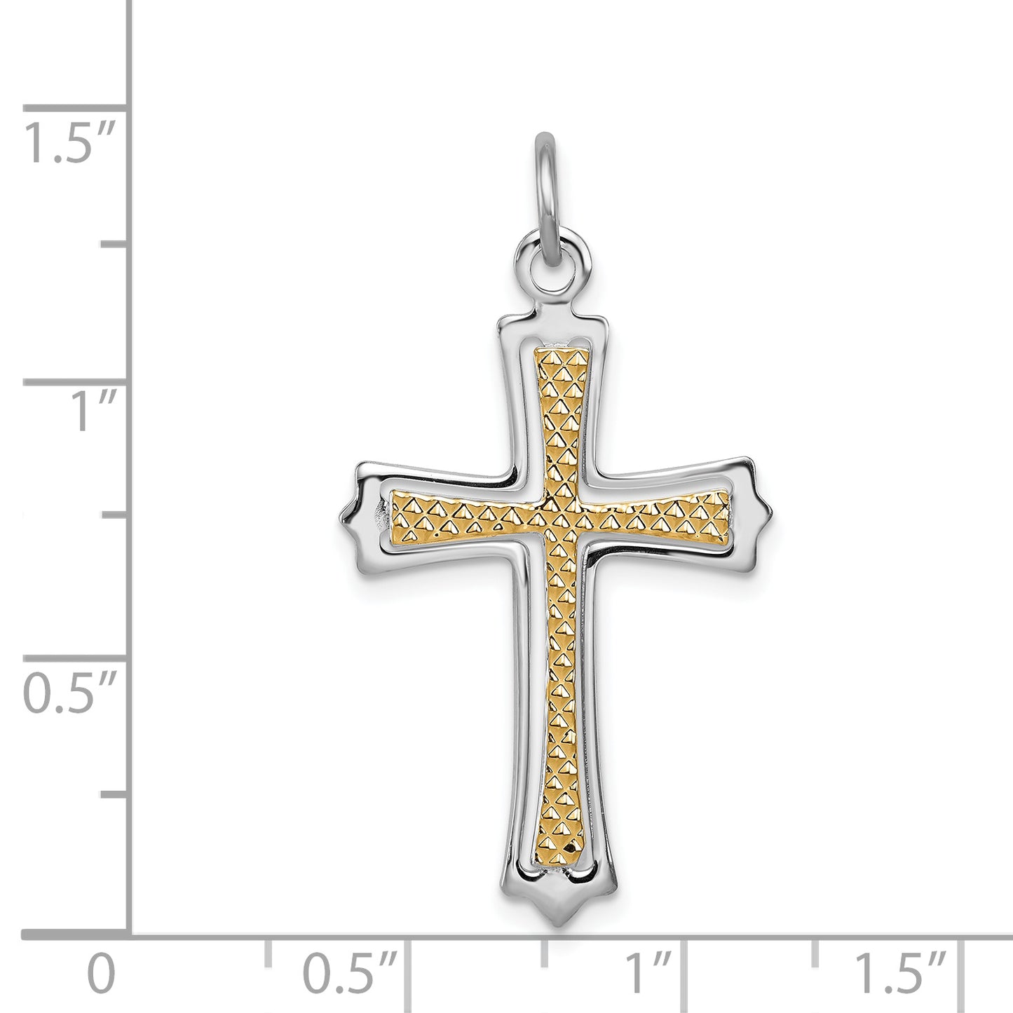 Sterling Silver Rhodium-Plated & Gold-Plated Cross Pendant