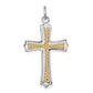 Sterling Silver Rhodium-Plated & Gold-Plated Cross Pendant