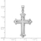 Sterling Silver Rhodium-Plated Fleur-De-Lis Cross Pendant