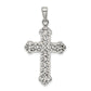 Sterling Silver Antiqued Fleur De Lis Cross Pendant