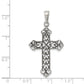 Sterling Silver Antiqued Fleur De Lis Cross Pendant