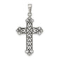 Sterling Silver Antiqued Fleur De Lis Cross Pendant