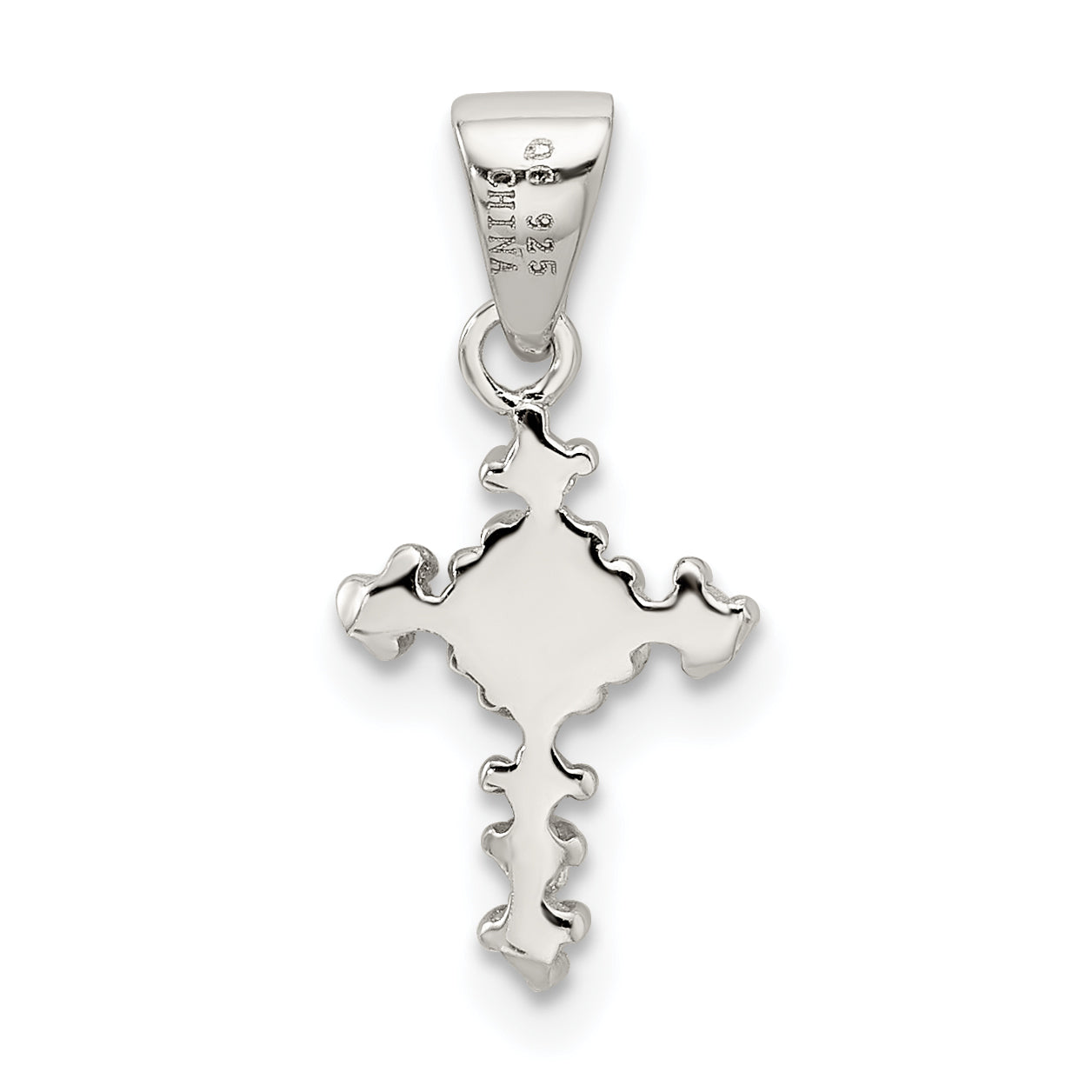 Sterling Silver Rhodium-Plated Cz Cross Pendant