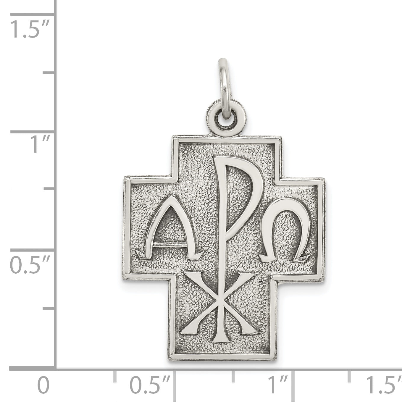 Sterling Silver Antiqued Alpha Omega Cross Pendant