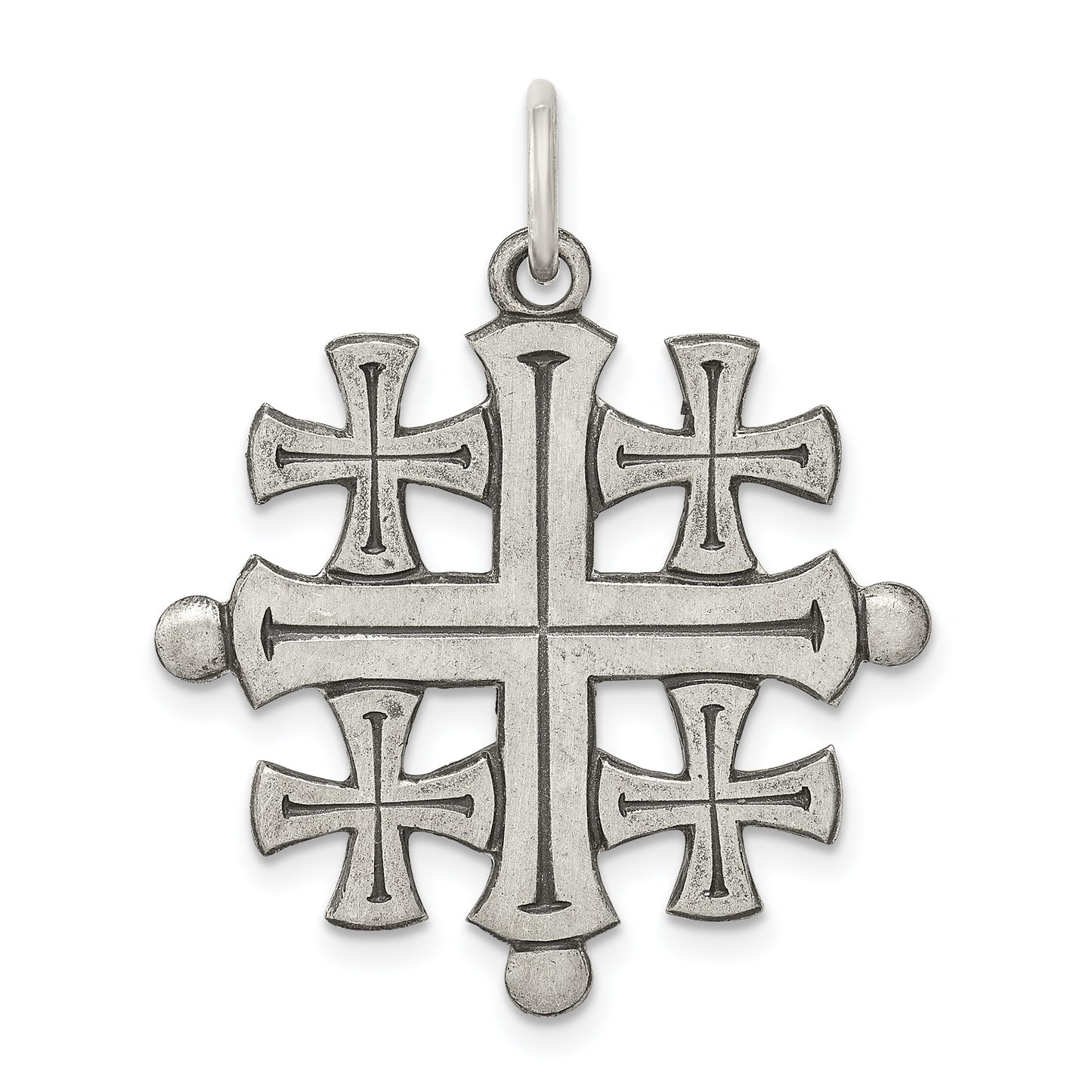 Sterling Silver Antiqued Jerusalem Cross Pendant