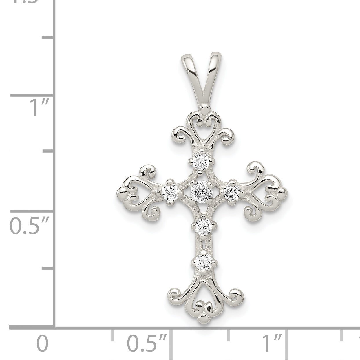 Sterling Silver Cz Cross Pendant