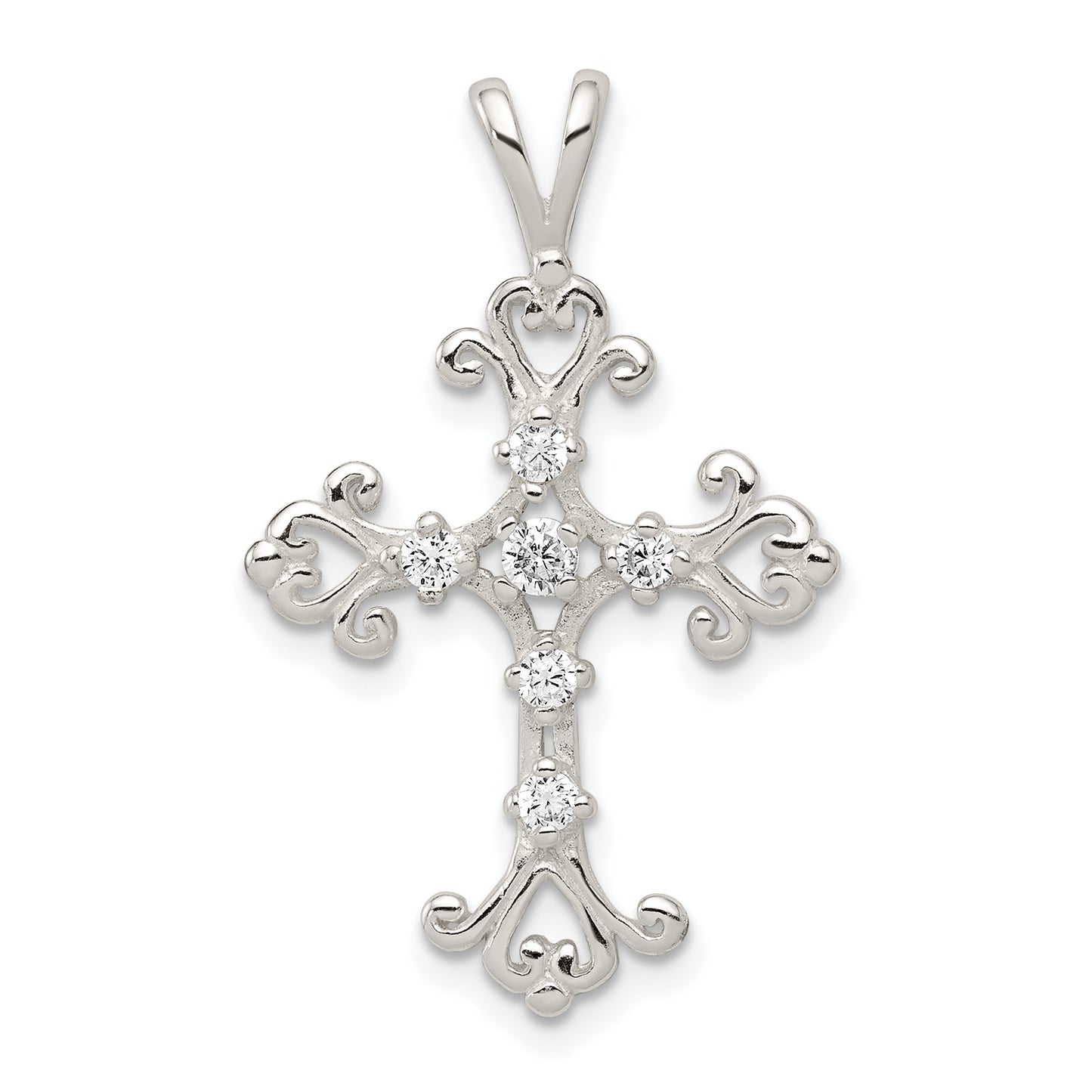 Sterling Silver Cz Cross Pendant