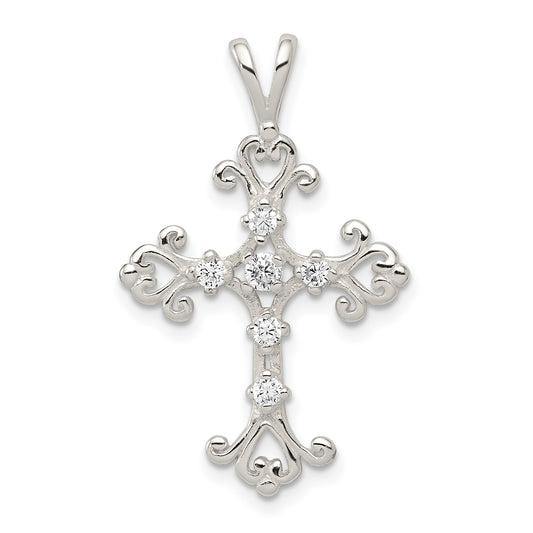 Sterling Silver Cz Cross Pendant