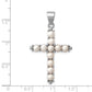 Sterling Silver Rhodium-Platedfw Cultured Pearl Cross Pendant