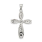 Sterling Silver Rhodium-Plated Cz Cross Pendant