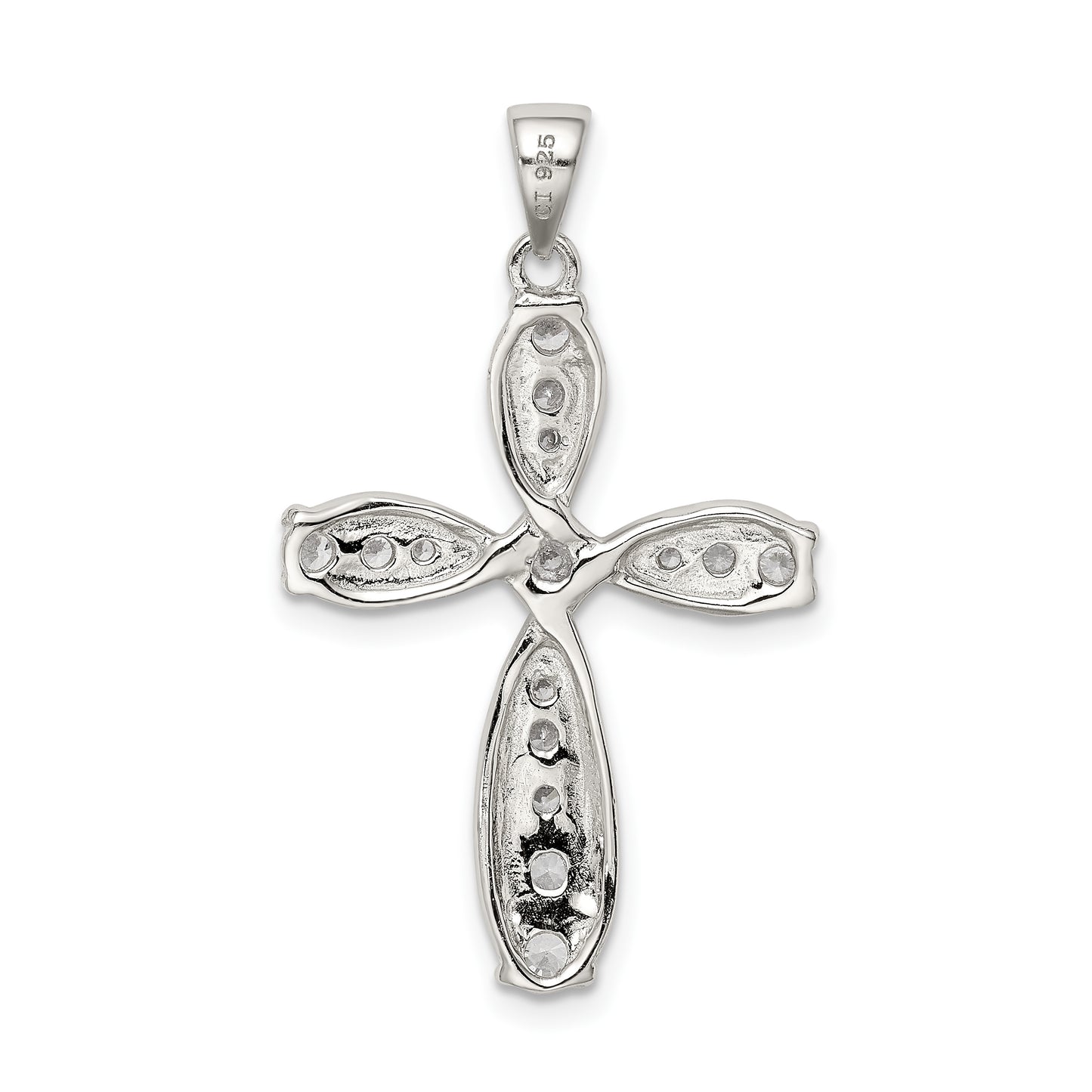 Sterling Silver Rhodium-Plated Cz Cross Pendant