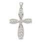 Sterling Silver Rhodium-Plated Cz Cross Pendant