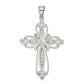 Sterling Silver Rhodium-Plated Cz Filigree Cross Pendant