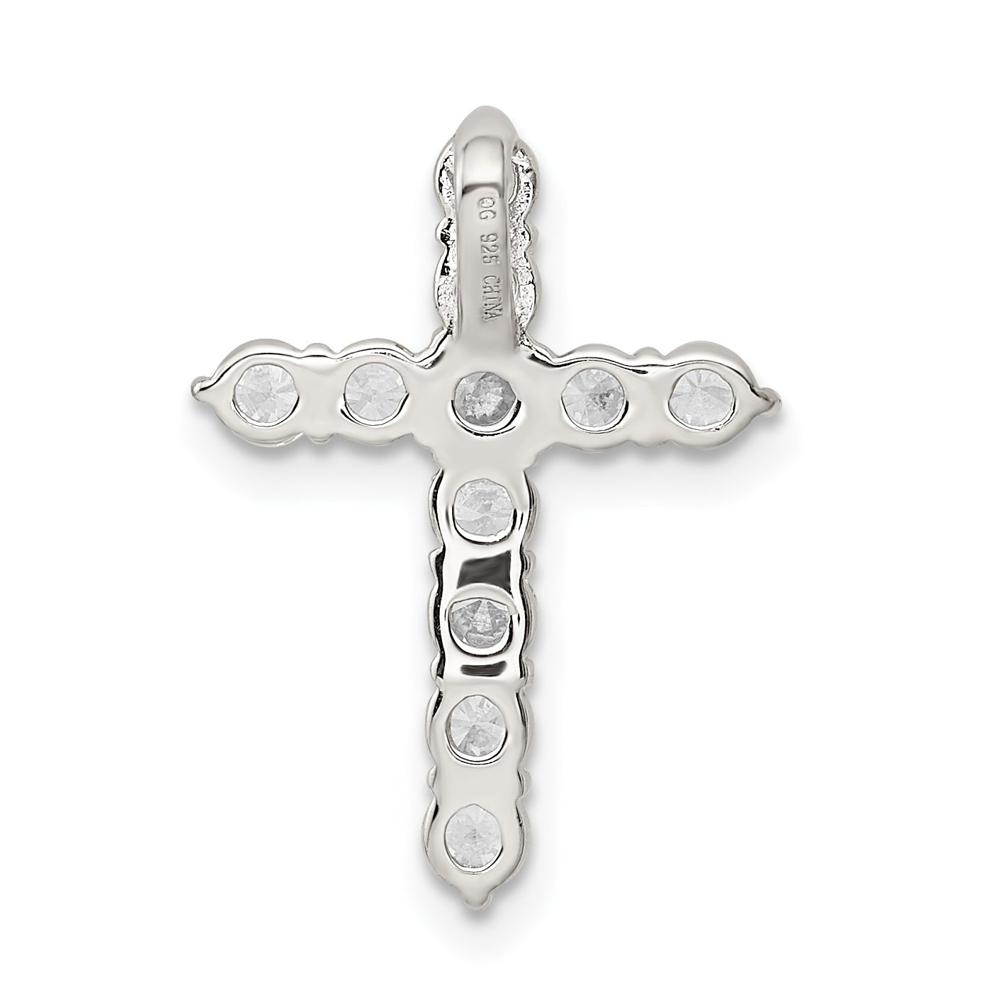 Sterling Silver Rhodium-Plated Cz Cross Pendant