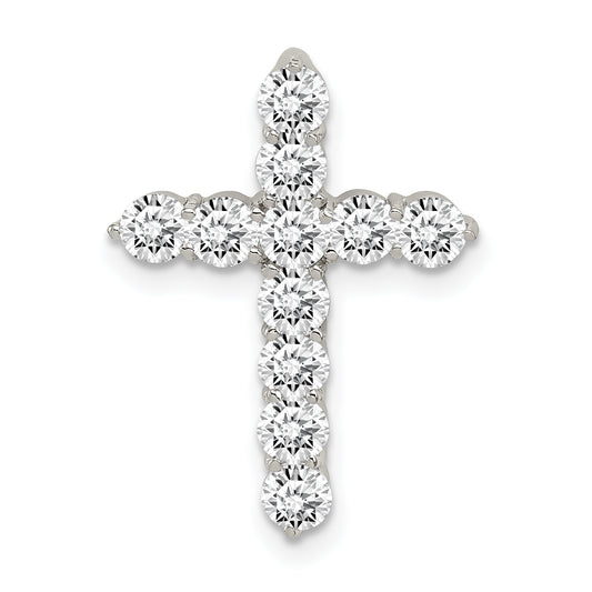 Sterling Silver Rhodium-Plated Cz Cross Pendant