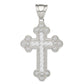 Sterling Silver Rhodium-Plated Cz Budded Cross Pendant