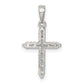 Sterling Silver Rhodium-Plated Cz Cross Pendant