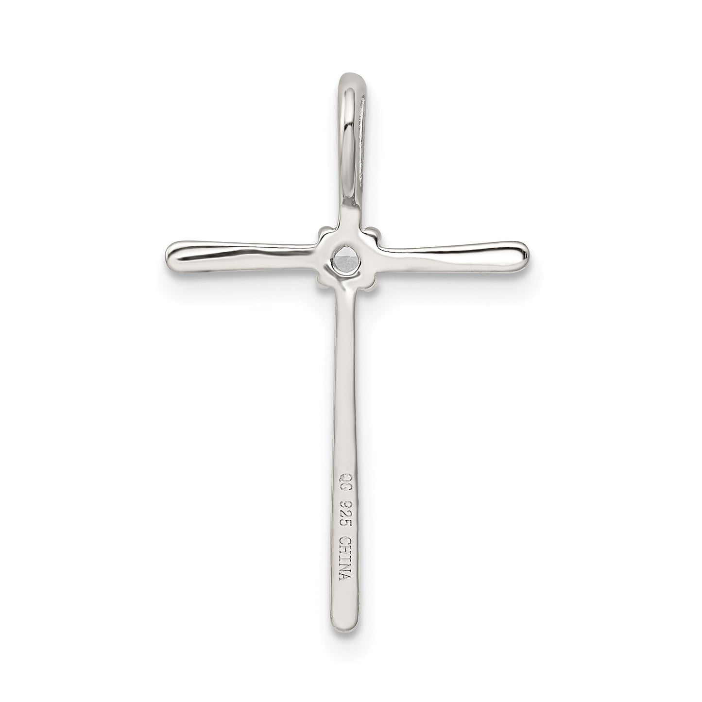 Sterling Silver Rhodium-Plated Cz Cross Slide Pendant