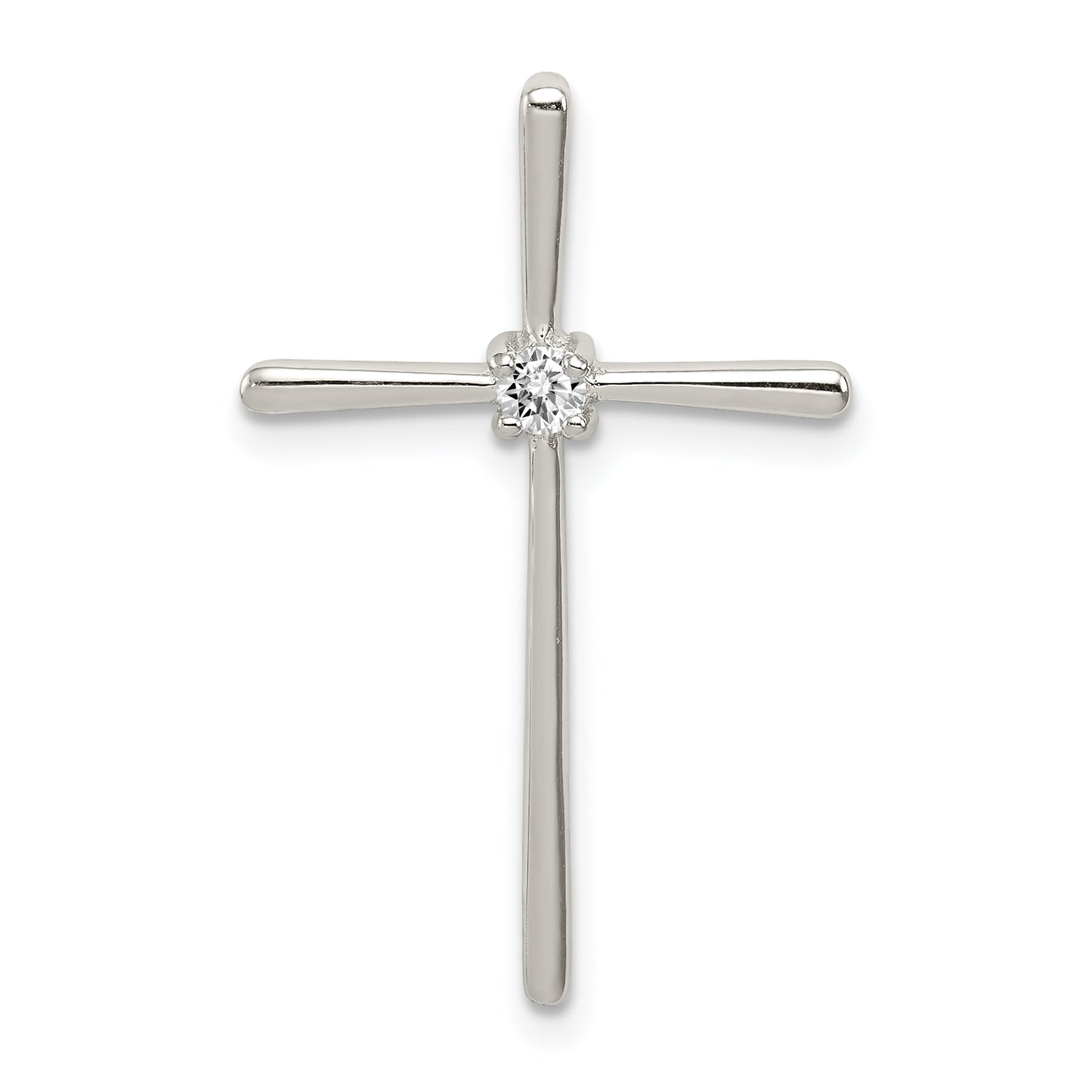 Sterling Silver Rhodium-Plated Cz Cross Slide Pendant