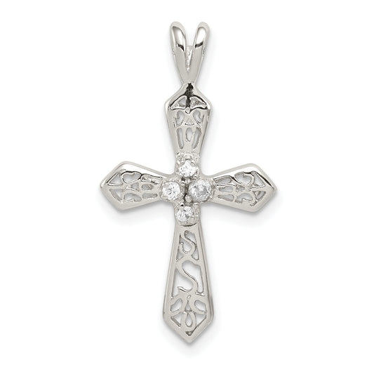 Sterling Silver Rhodium-Plated Cz Passion Cross Pendant