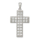 Sterling Silver Rhodium-Plated Cz Latin Cross Pendant