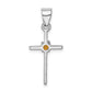 Sterling Silver Rhodium-Platedcitrine Cross Pendant