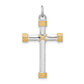 Sterling Silver Rhodium-Plated & 18K Gold-Plated Rope Cross Pendant