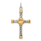 Sterling Silver Antiqued & 18K Gold - Plated Cross Pendant