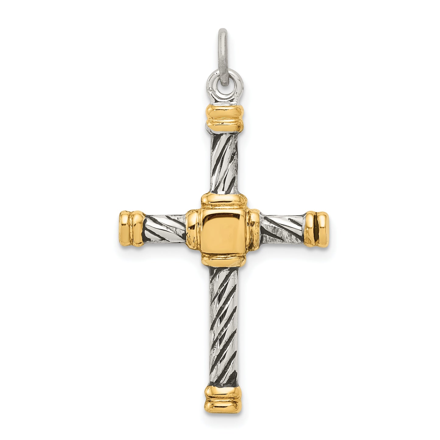 Sterling Silver Antiqued & 18K Gold - Plated Cross Pendant