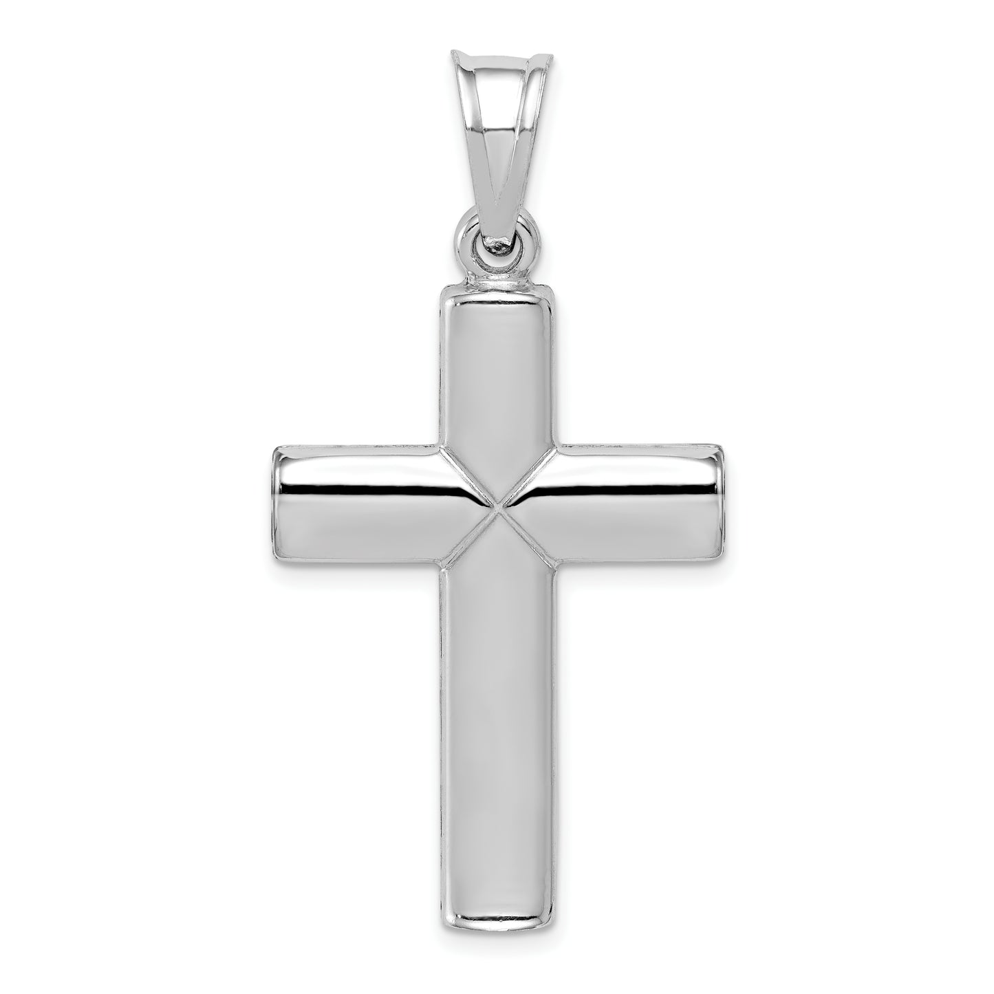 Sterling Silver Rhodium-Plated Diamond -Cut Cross Pendant