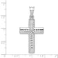 Sterling Silver Rhodium-Plated Diamond -Cut Cross Pendant