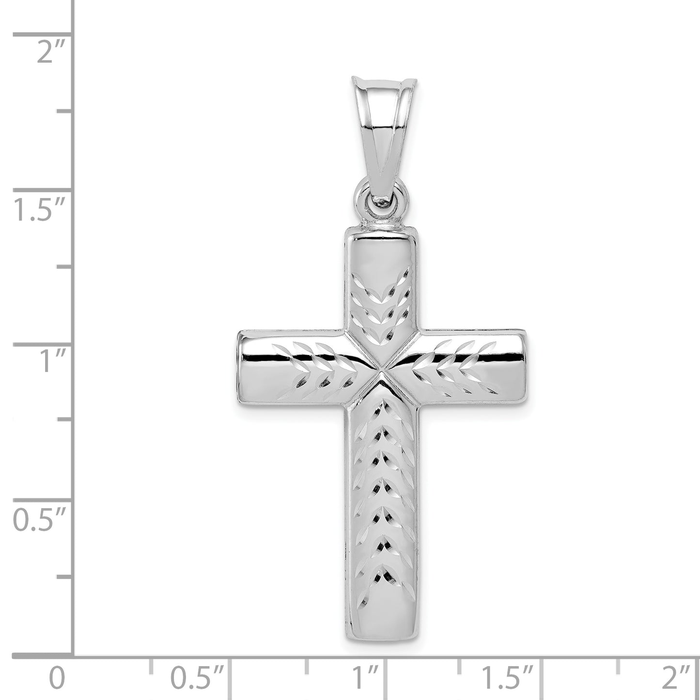 Sterling Silver Rhodium-Plated Diamond -Cut Cross Pendant