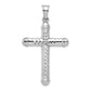 Sterling Silver Rhodium-Plated Diamond -Cut Reversible Cross Pendant