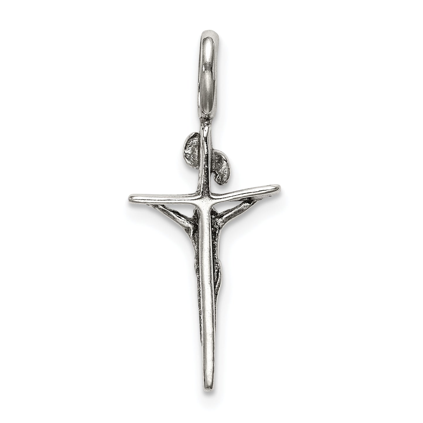 Sterling Silver Antiqued Inri Crucifix Pendant