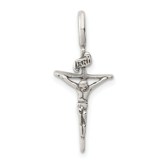 Sterling Silver Antiqued Inri Crucifix Pendant