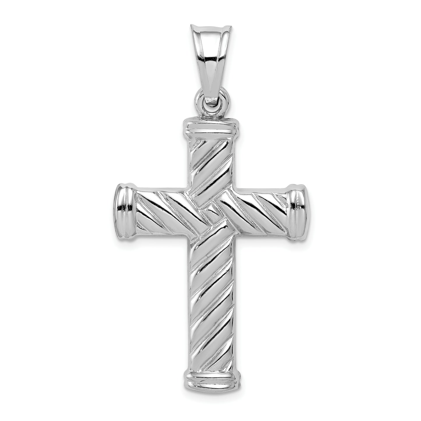 Sterling Silver Rhodium-Plated Hollow Latin Cross Pendant