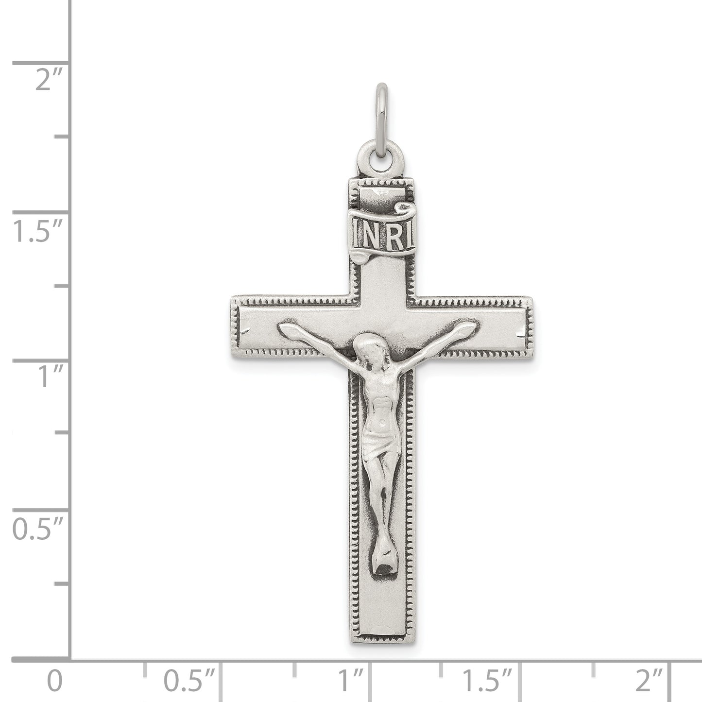 Sterling Silver Antiqued Inri Crucifix Pendant