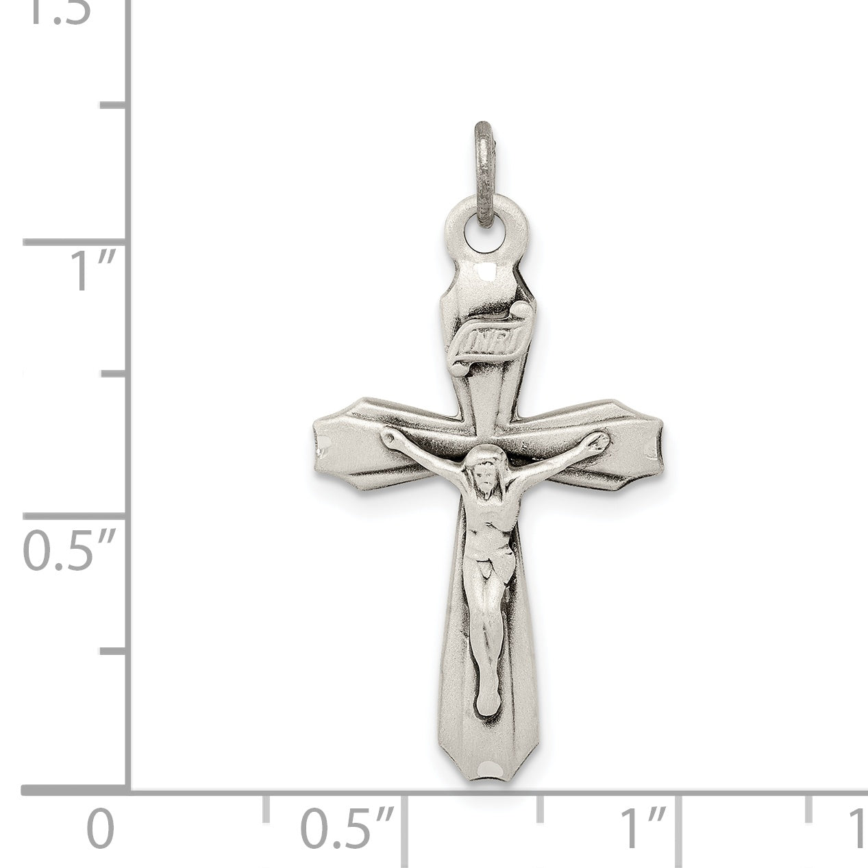 Sterling Silver Antiqued Inri Crucifix Pendant