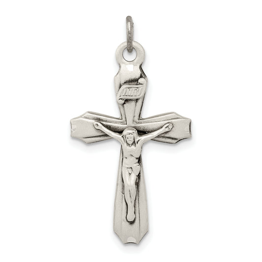 Sterling Silver Antiqued Inri Crucifix Pendant