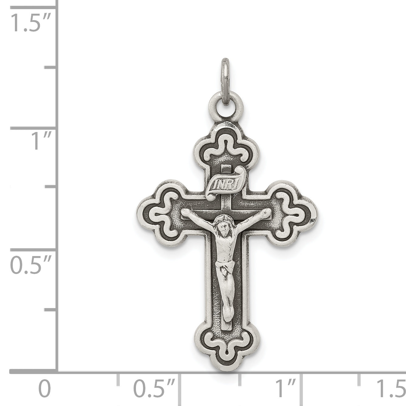 Sterling Silver Antiqued Inri Crucifix Pendant