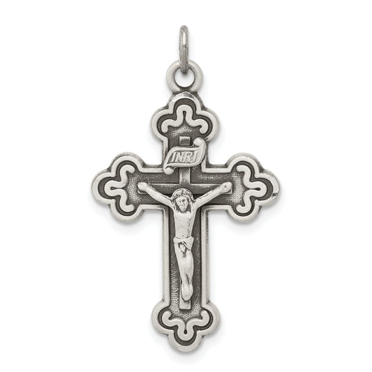 Sterling Silver Antiqued Inri Crucifix Pendant