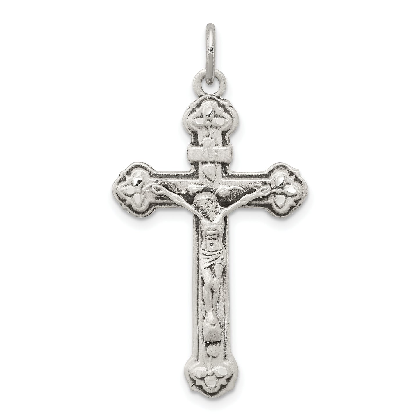 Sterling Silver Antiqued Inri Crucifix Pendant