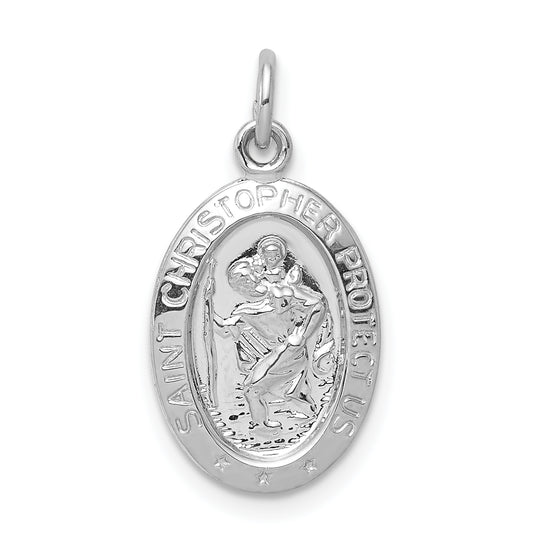 Sterling Silver Rhodium-Plated Saint Christopher Medal